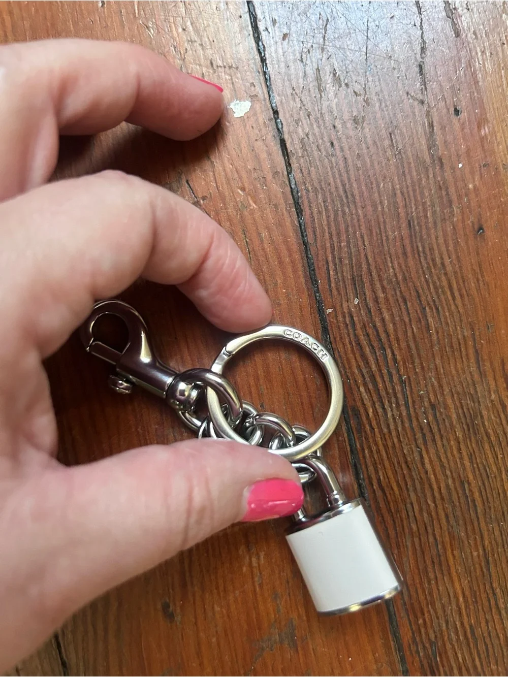 Coach Lock Bag Charm Cream Enamel with Silver Hardware - Picture 8 of 8